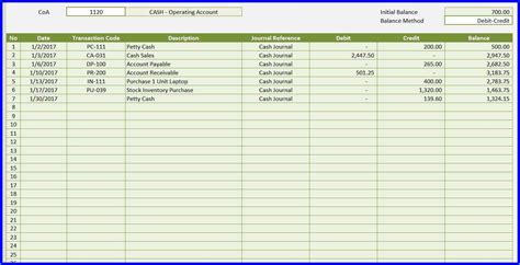 Microsoft Excel Ledger Template Database