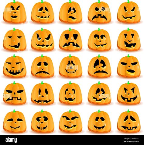 Set Of Pumpkins Isolated On White Vector Illustration Stock Vector