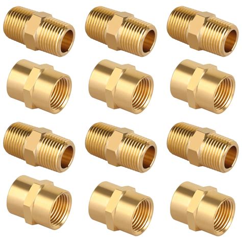 12pcs Brass Pipe Fitting Npt Hex Nipple Coupling 38 X 38 Npt Male Pipe 38