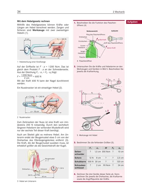 Mechanik Aufgaben Mit Dem Hebelgesetz Rechnen Mithilfe Des