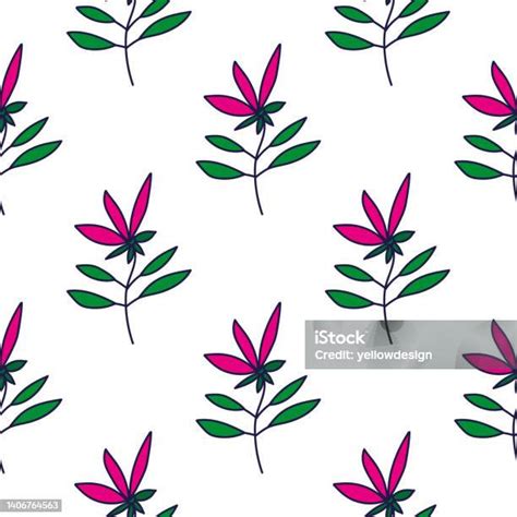 Simple Outline Flower Seamless Pattern Cute Floral Wallpaper Stock