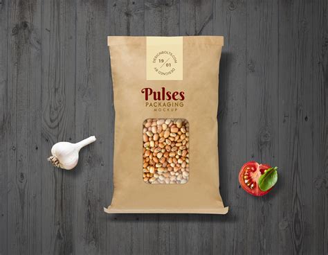 Pulses Kraft Paper Pouch Packaging Mockup Free Psd Templates