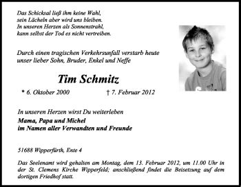 Traueranzeigen Von Tim Schmitz WirTrauern