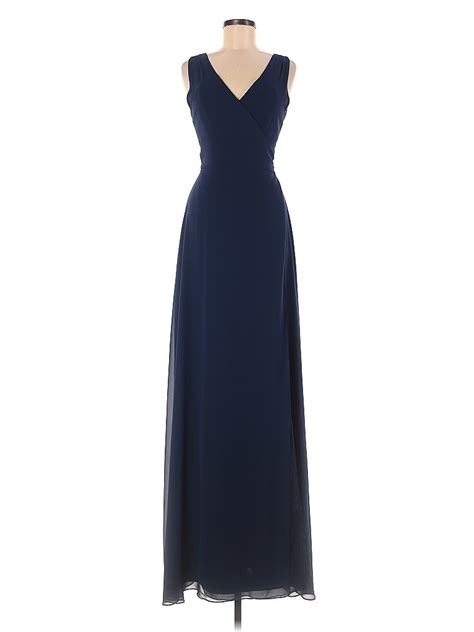 Ceremony By Joanna August 100 Polyester Solid Navy Blue Cocktail Dress