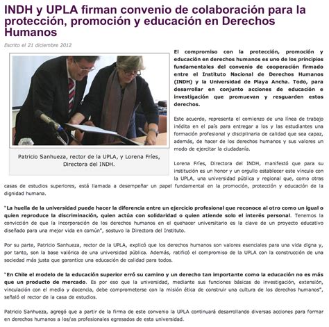 Indh Y Upla Firman Convenio De Colaboración Para La Protección Promoción Y Educación En