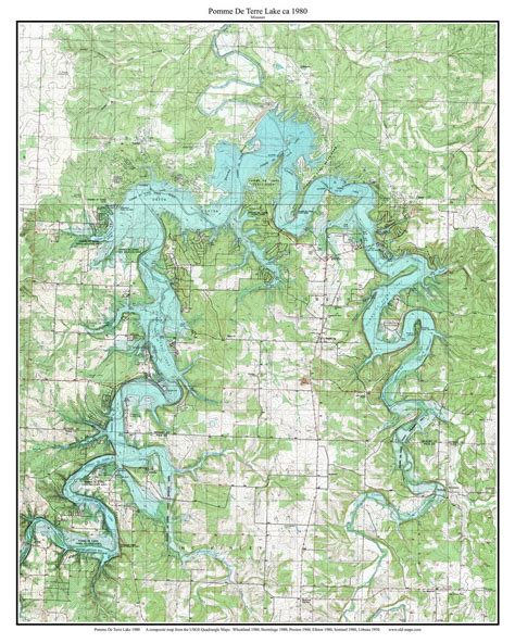 Pomme De Terre Lake 1980 Custom Usgs Old Topo Map Missouri Old Maps