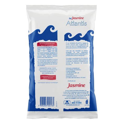 Sal Marinho Moído Iodado Jasmine Atlantis Pacote 1kg Tateno Supermercado