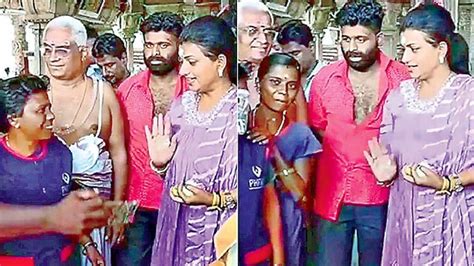 Watch: Ex-minister Roja gestures to sanitation workers to keep distance ...
