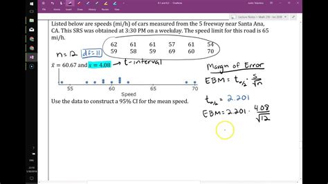 1 Sample T Interval Formula Youtube