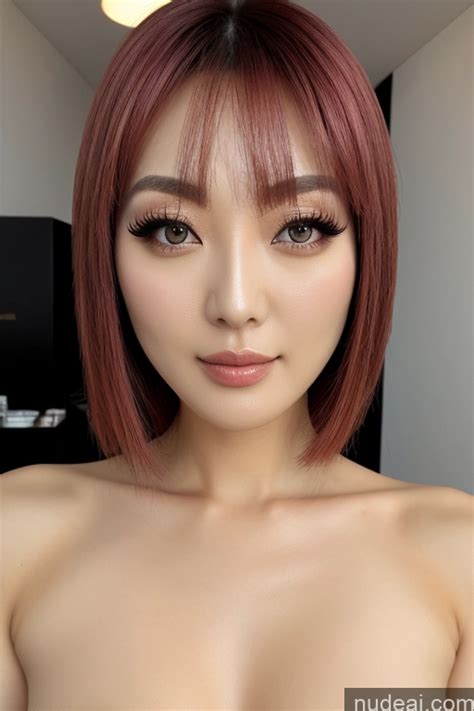 Nude AI Image For Arafed Asian Woman With A Pink Hair And A Big Breast