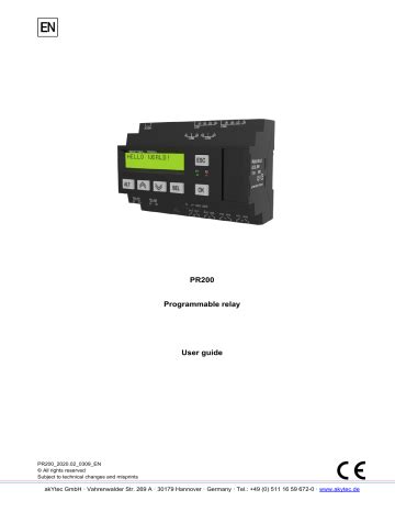 Akytec PR200 User Manual Manualzz