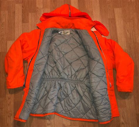 Johnson Garment Blaze Orange Hunting Coat Jacket Mens Size Xl Hood