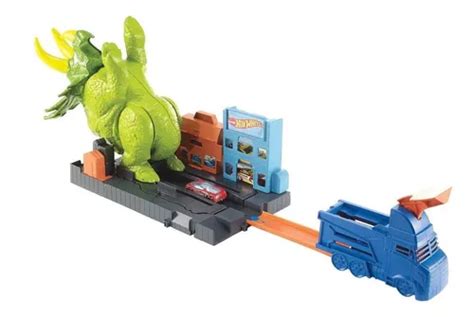 Mattel Hot Wheels Pista E Acessorio Ataque De Triceratops Color Verde Oscuro Piezas