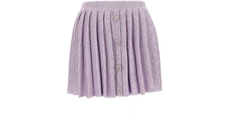 Self Portrait Lilac Sequin Pleated Knit Skirts In Purple Lyst