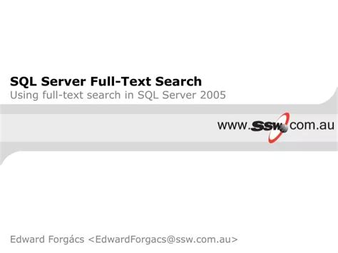 PPT SQL Server Full Text Search Using Full Text Search In SQL Server