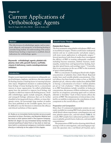 (PDF) Current Applications of Orthobiologics