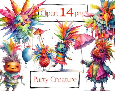 Party Clipart, Party Invitation, Birthday, Funny Creature, Nursery, Png ...