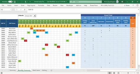 Annual Leave Tracker With Daily Monthly View In Excel Pk An Excel Expert Hot Sex Picture