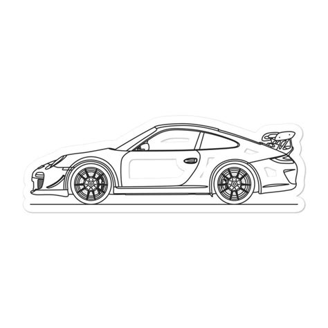 Porsche 911 9972 Gt3 Rs Outline Sticker For Enthusiasts Artlines Design