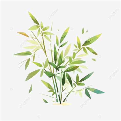 Ilustraci N Acuarela Verde Planta De Bamb Png Bamb Planta Hojas