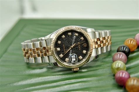 Đồng Hồ Rolex Datejust 116231 Mặt Vi Tính đen Demi Vàng Hồng 18k