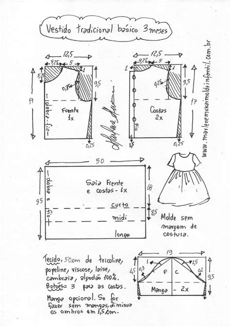 Vestido básico tradicional DIY marlene mukai molde infantil