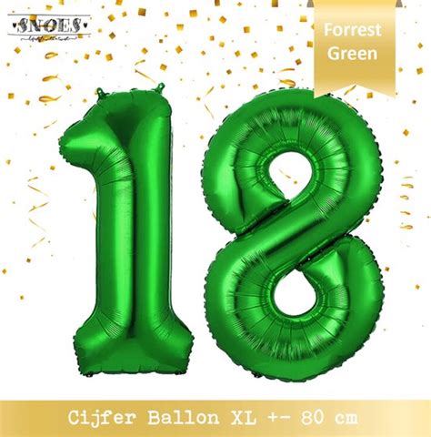 Ballon Chiffre 18 Ans Hooray 18 Ans Vert Snoes 80 Cm Ballon Chiffre