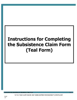 Fillable Online Instructions For Completing The Subsistence Claim Form