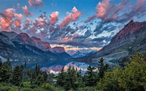 Download Landscape Cloud Nature Saint Mary Lake Usa Montana Mountain