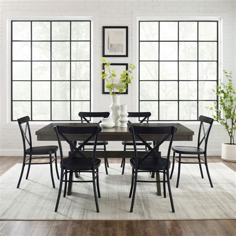 Crosley Furniture Hayden Pc Dining Set W Camille Chairs Matte Black