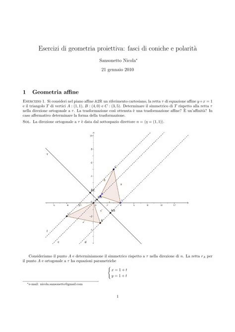 Pdf Esercizi Di Geometria Proiettiva Fasci Di Coniche E Polarit A