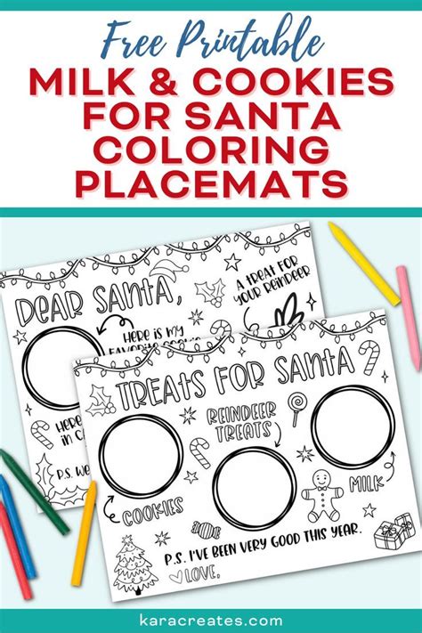 Milk And Cookies For Santa Placemats Free Printable