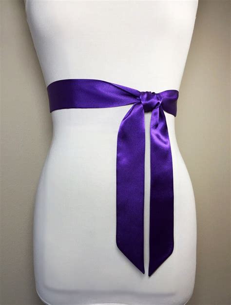 Narrow Purple Sash Purple Satin Sash Royal Purple Sash Belt Etsy