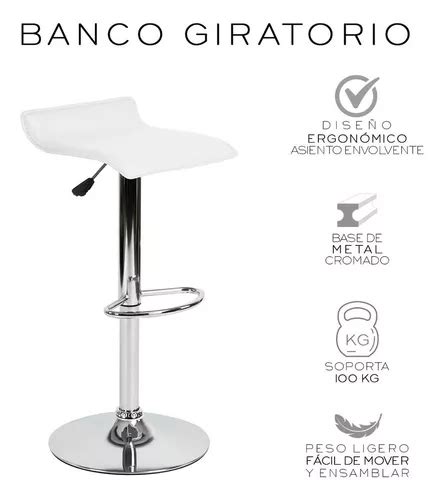 Pzs Bancos Altos Giratorios Para Barra Cocina Bar Color Blanco Env O