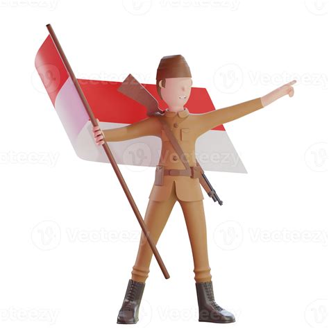 3d Army Character Raising The Flag 11675182 Png