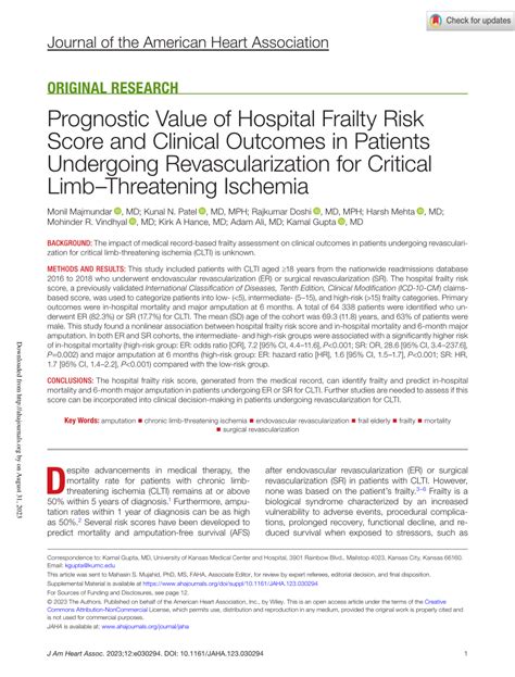 Pdf Prognostic Value Of Hospital Frailty Risk Score And Clinical Outcomes In Patients