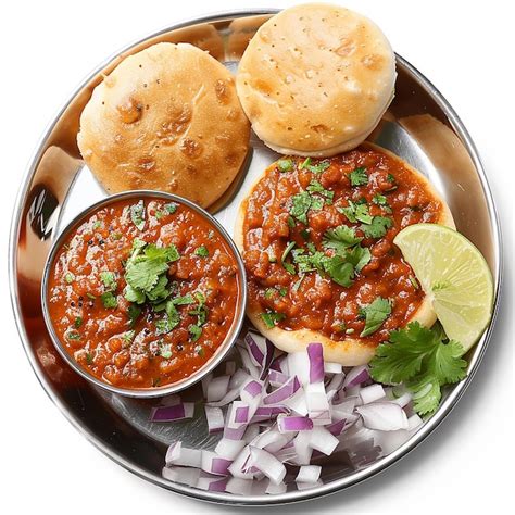 Photography Of Indian Tasty Pav Bhaji Plate Premium Ai Generated Image