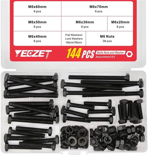 Yeezet Set M Hex Head Screws Bolts And Nuts Flat Lock Washers