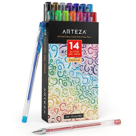 Arteza Glitter Gel Pens 14 Pkg Assorted Colors 851309007654