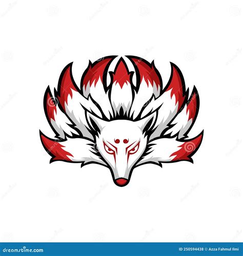 Nine Tailed Fox Mascot For Logos With Modern And Millennial Style Stock