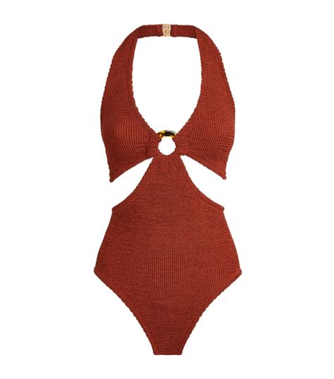 Hunza G Brown Ursula Swimsuit Harrods UK