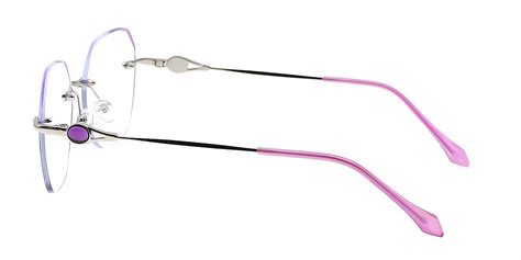 Feel Purple Geometric Elegant Metal Eyeglasses