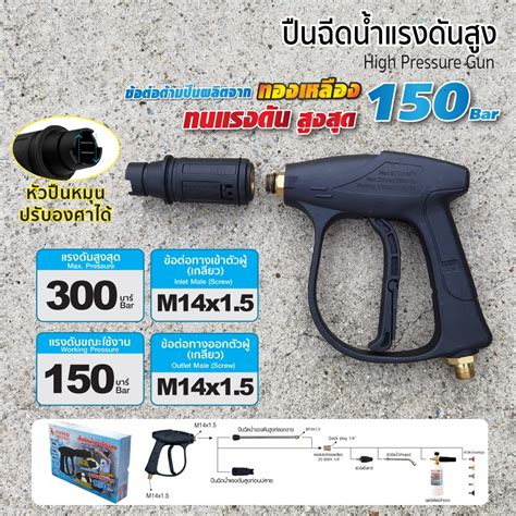 ปืนฉีดน้ำแรงดันสูง สั้น M14x15 อุปกรณ์เซฟตี้ ราคาถูก