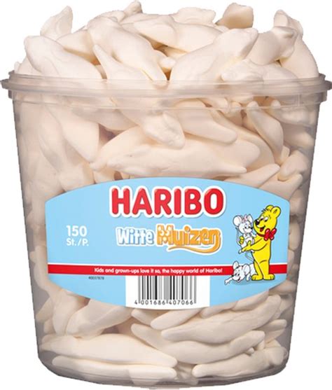 3 Silos Haribo Witte Muizen á 150 Stuks Voordeelverpakking Snoepgoed