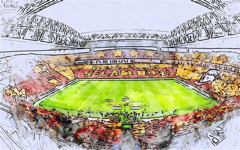 Sketch Turk Telekom Arena Istanbul Full Stadium Soccer Galatasaray