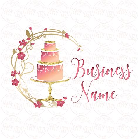 DIGITAL Custom Logo Design Cake Bakery Logo Pink Gold Cake Etsy Canada