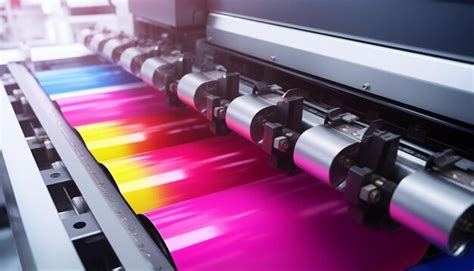 Premium Ai Image Large Inkjet Printer Working Multicolour On Vinyl Banner Close Up