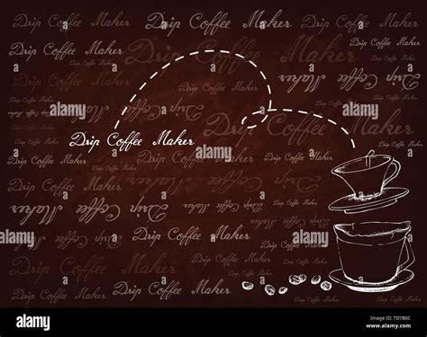 Illustration Hand Drawn Sketch Of Coffee Beans With Drip Coffeemaker On