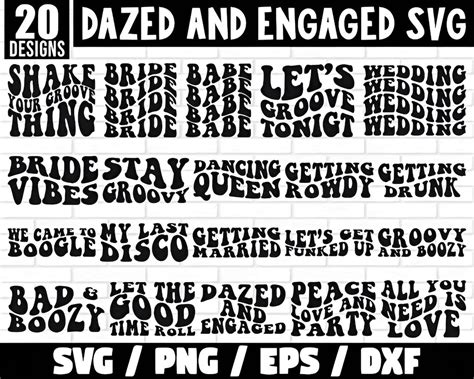 Retro Dazed And Engaged Svg Bundle Retro Bride Svg Bridal Party Svg Bundle Bachelorette Party