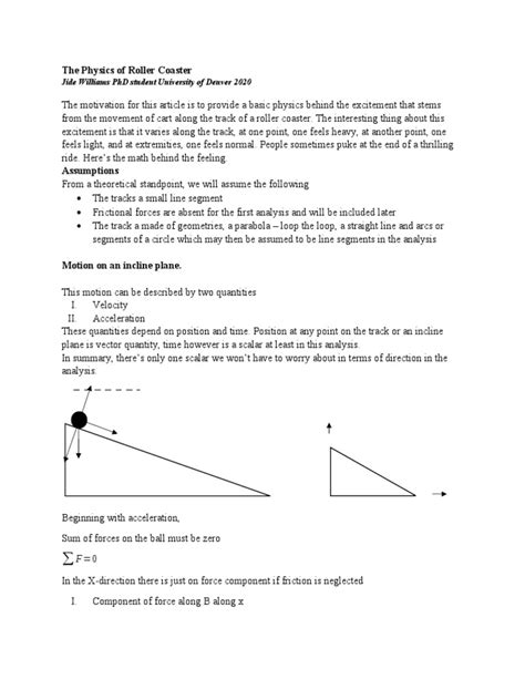 The Physics of Roller Coaster | PDF | Force | Euclidean Vector